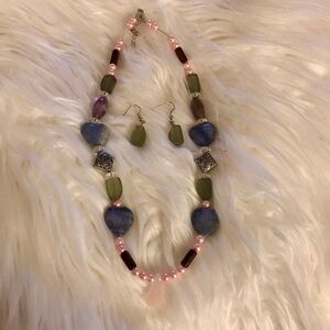 New Hand Crafted Semi Precious Stones Necklace & Earrings set #11
